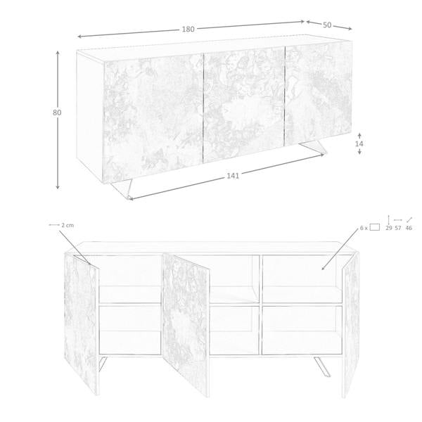 Angel Cerdá Metallic Taupe Wood Sideboard 3270