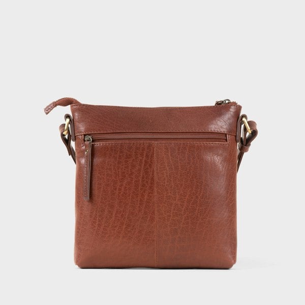 Assots London 'RUE' Brown Polished VT Real Leather Crossbody Bag