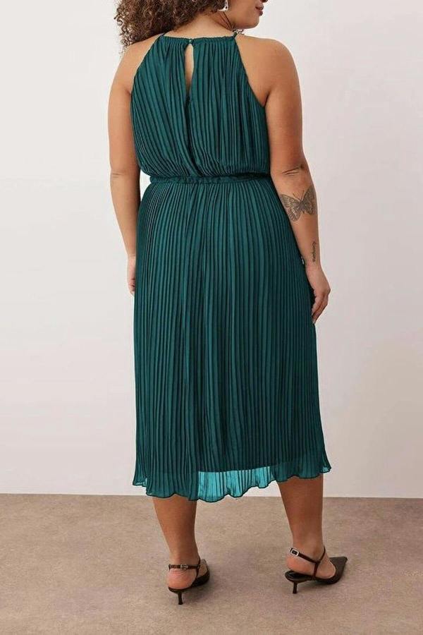 WOVCOR Bodycon Maxi Length Chiffon Woven Plus Size Dress