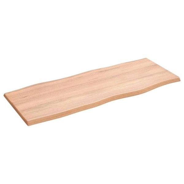 Berkfield Table Top Light Brown 100x40x2 cm Treated Solid Wood Oak Live Edge