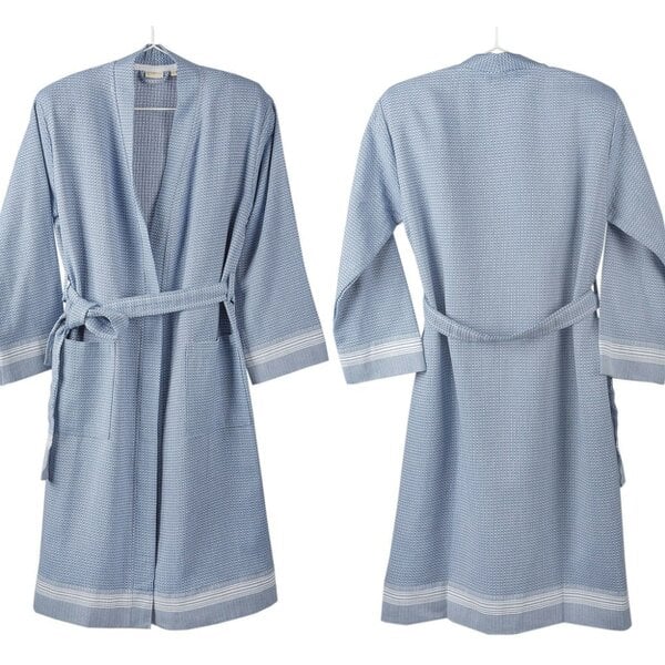 Cotton and Olive Tuana Cotton Hammam Unisex Robe, Smoke | SECONDS