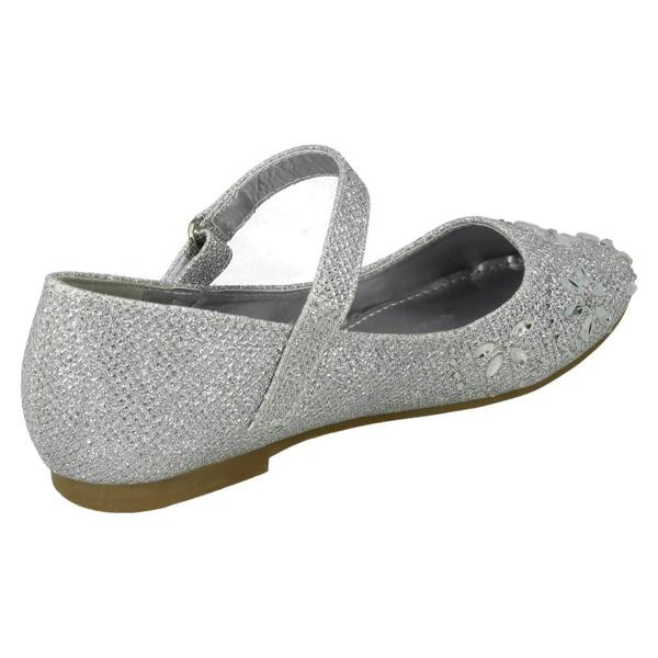 Spot On Girls Spot On Hook & Loop Bar Strap Diamante Ballerinas H2484