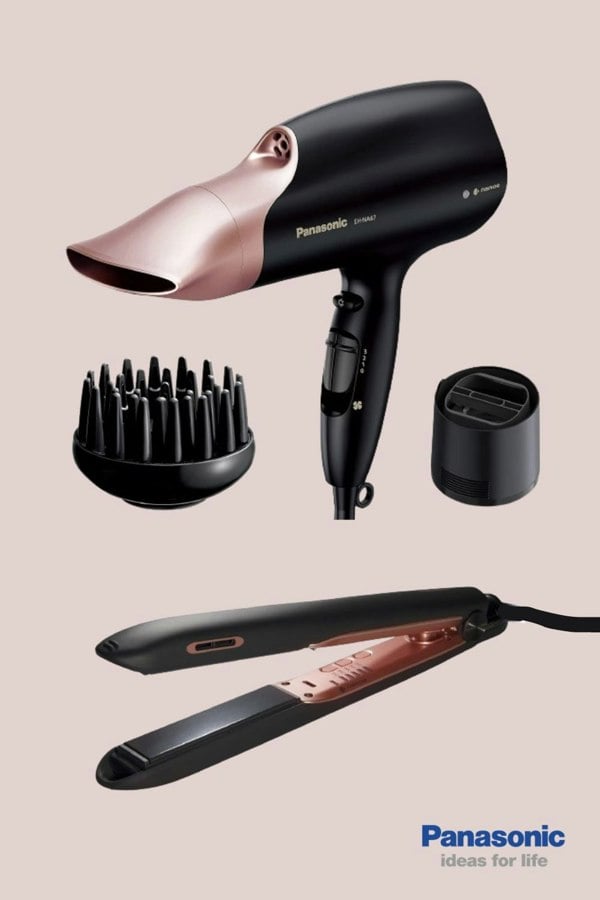 Panasonic EH-NA67 nanoe Hair Dryer with Diffuser & EH-HS99 Nanoe Ceramic Hair Straightener Bundle Set