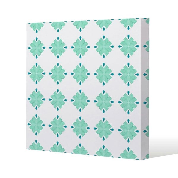 Benjamin Tate Design Green uncommon boho chic summer design Slim Style Canvas Print  75x75cm , 15mm Slim Real wood.