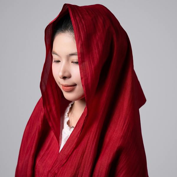 Deep Red Silk Scarf – Hand-Dyed Mulberry Silk, Evening & Occasion Wrap