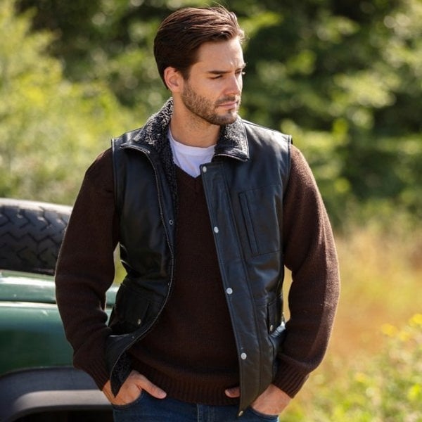 Ashwood 'Luck' Ashwood Leather Fleece Lined Waistcoat