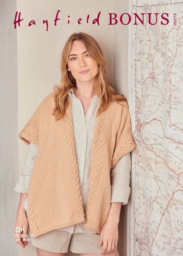 Hayfield Bonus DK Knitting Pattern 10273, Shawls, Wraps for Women, 32 - 54 Inches