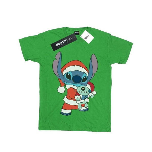 Disney Girls Lilo And Stitch Stitch Christmas Cotton T-Shirt - Irish Green