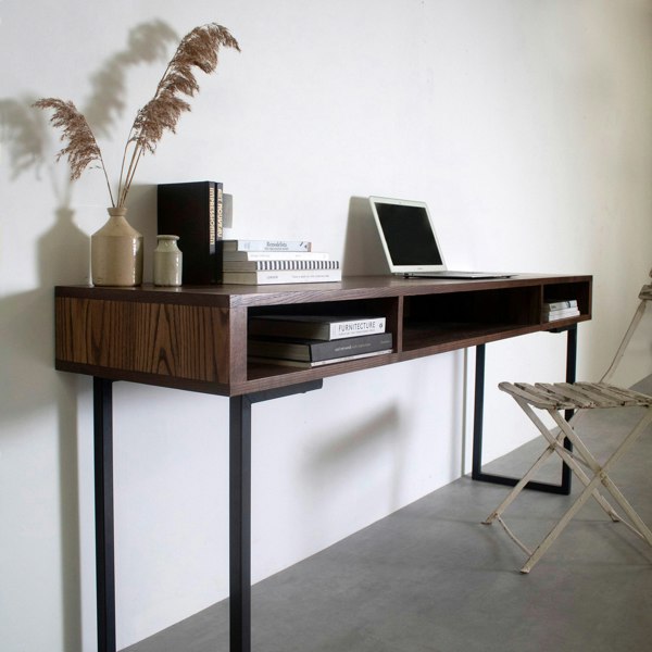 The Urban Editions Marston Wide Console Desk on Minimalist Square Legs