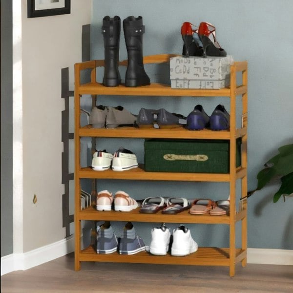 Rafaelo Mobilia 5 Tier Shoe Rack Bamboo