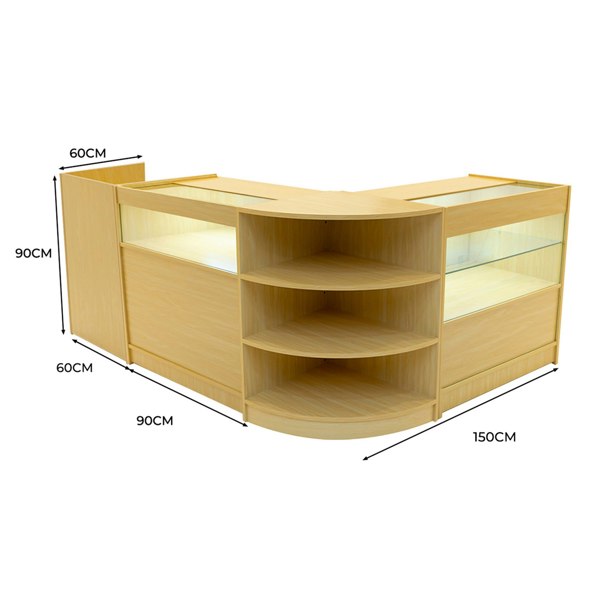 Monstershop Europa LED Shop Counter Set B900, C900, TB60 & LM60 - Maple