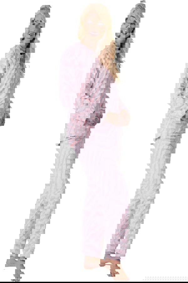 Camille Supersoft Pink Tiger Print Full Length Pyjama Set