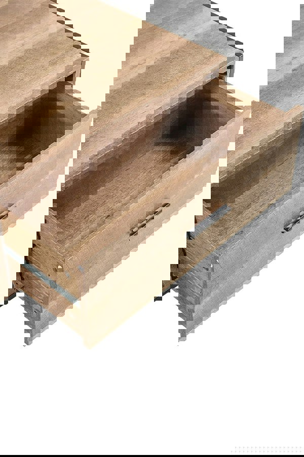 Living and Home Rustic Coffee Table Metal Frame with Drawers