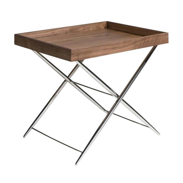 Angel Cerdá Rectangular corner table walnut and chrome-plated steel 2034