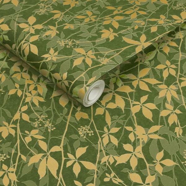 Clarissa Hulse Virginia Creeper Basil & Gold Wallpaper