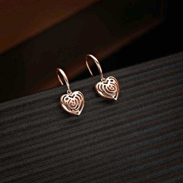 namana Rose Gold Plated 925 Saterling Silver Heart Drop Earrings for Women