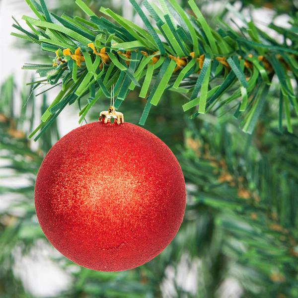 Shatchi 15cm Christmas Bauble Set, 3 Pieces, Shatterproof Dark Red Tree Decorations