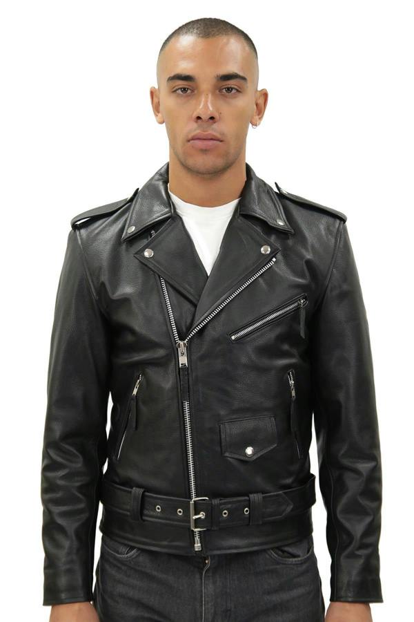 Infinity Leather Mens Fringe Hide Leather Biker Jacket- Tokyo