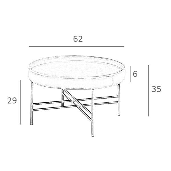 Angel Cerdá Round Coffee Table in Leatherette, Walnut and Black Steel 2058
