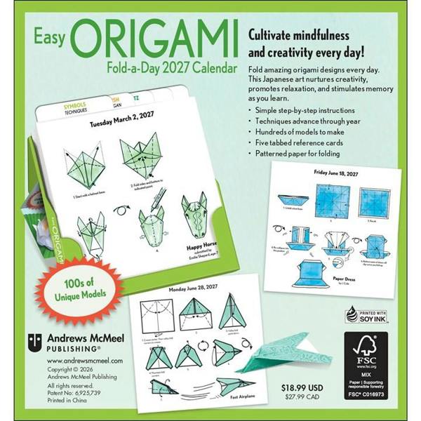 Andrews McMeel Publishing Easy Origami Desk Calendar 2027, Desk Calendars, Day To View, Art, Gift
