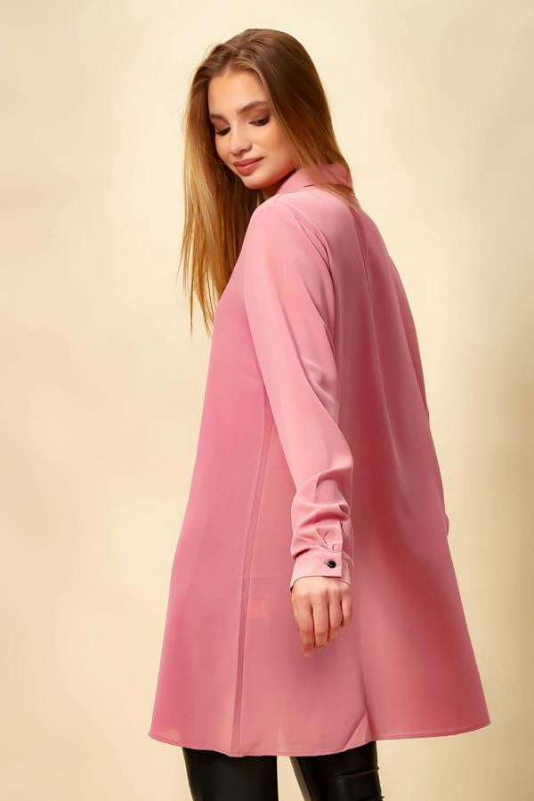 Hoxton Gal Tunic Shirt with Button Details in Pink
