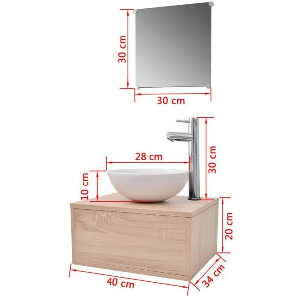 Berkfield Four Piece Bathroom Furniture Set with Basin with Tap Beige