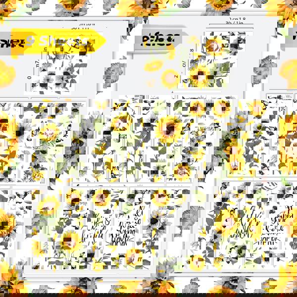 WALPLUS WSW6019 - Sunflowers Watercolour with Butterflies and Bees Window Clings