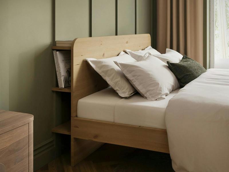 Noomi Demi Wooden Bed Frame with Headboard Storage Oak Double