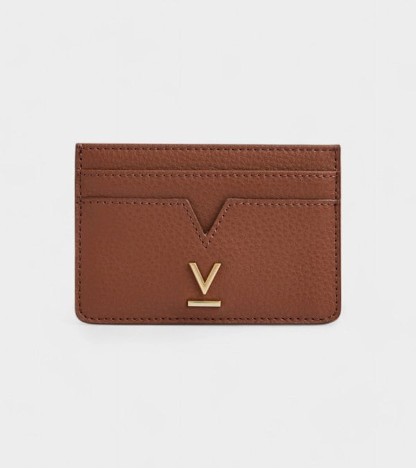 Votch Elia Vegan Bio-Based Bamboo leather card holder in brown