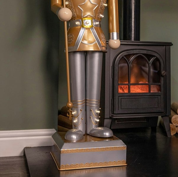 Samuel Alexander 1.2m Battery Operated Light up Giant Christmas Gold Nutcracker with LEDs