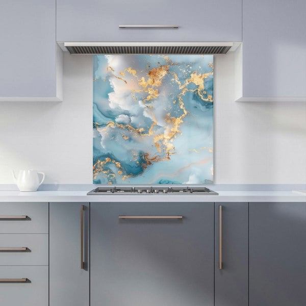 Warren Reed - Designer Blue And Gold Marble Effect Kitchen Splashback