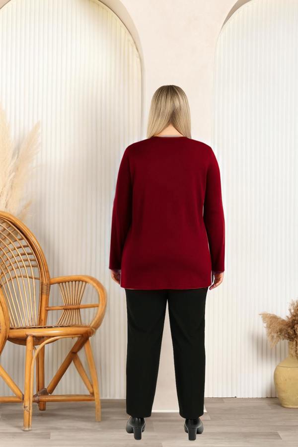 Hoxton Gal Relaxed Fit Long Sleeve Elegant Blouse with Ruffle Neckline