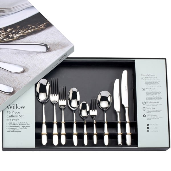 Arthur Price 'Willow' 76 Piece Stainless Steel 8 Person Gift Boxed Cutlery Set