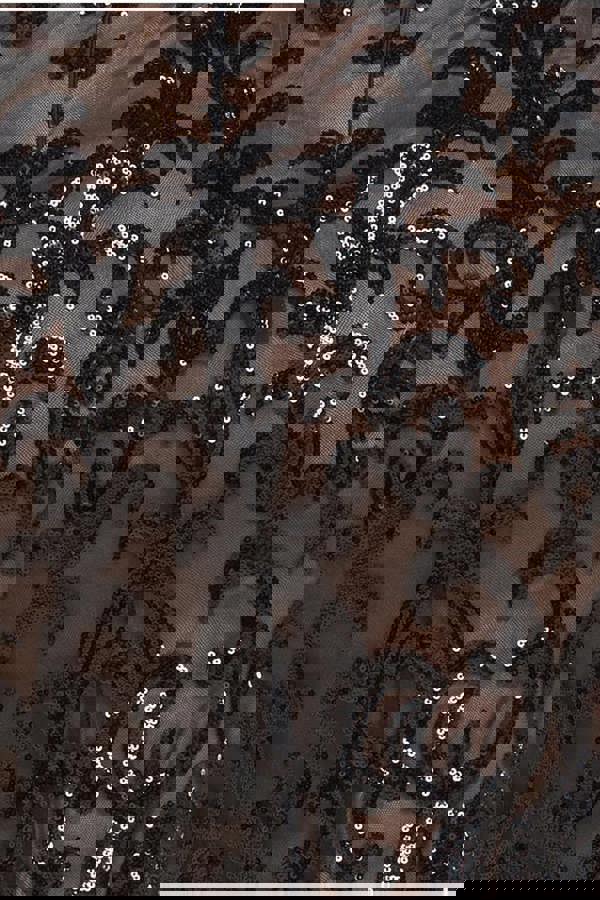 Sequin & Mesh Midi Dress - Black DR3476P