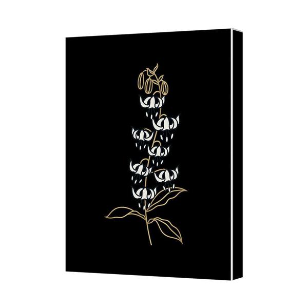 Benjamin Tate Design Gold White Flower Canvas Art Print Gallery Wrapped On Black Background