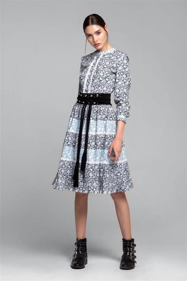 Rumour London Eliza printed poplin midi dress with embroidered trim