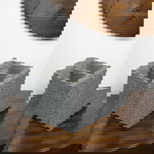 JVL Chroma Rectangular Fabric Storage Baskets for Home Organisation, Set of 3, Grey