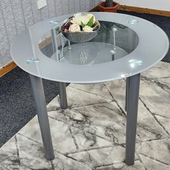 Kosy Koala Glass Grey Dining Table Round Dining Table Dining Room Kitchen Furniture