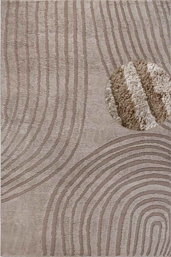 High Pile Beige Rug Pigment – Geometric Design