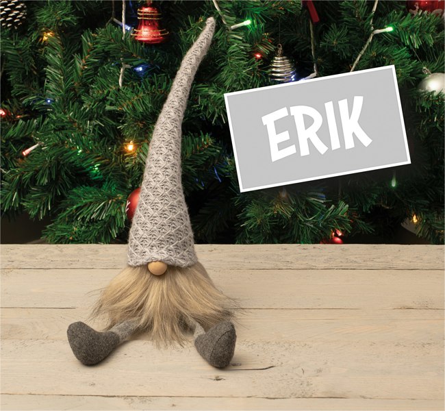 St Helens FABRIC SANTA-GONK DECORATION - Grey Hat