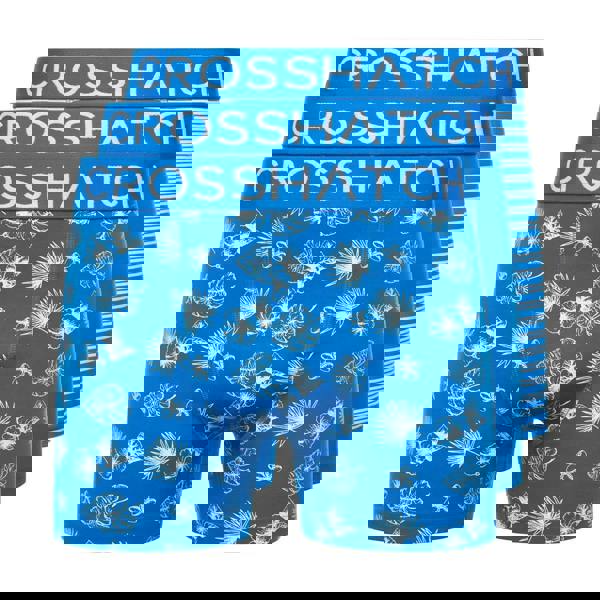 Crosshatch Mens Hovland Boxer Shorts (Pack of 3) - Directoire Blue - 