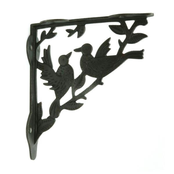 Pair of Antique Cast Iron Decorative 2 Bird Shelf Brackets - 180mm x 210mm