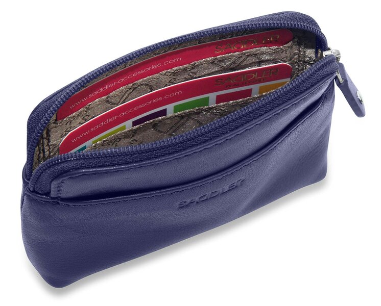 SADDLER Compact Leather Zip-Top Purse "Pia" – Handmade by Saddler | RFID Protected & Gift Boxed | Multi-Functional Card, Coin & Key Holder