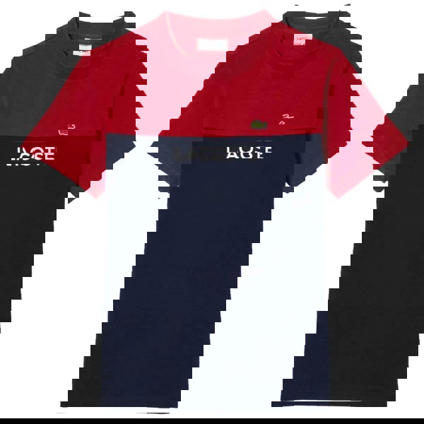 Lacoste Childrens/Kids Colour Block Organic Cotton Jersey T-Shirt - Bordeaux/Navy