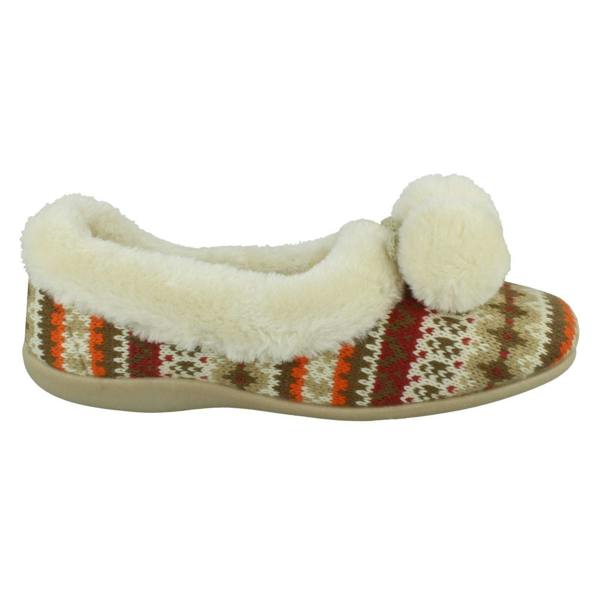 Rose Bank Ladies Rose Bank Memory Foam Aztec Print Pom Pom Slippers Lizzy