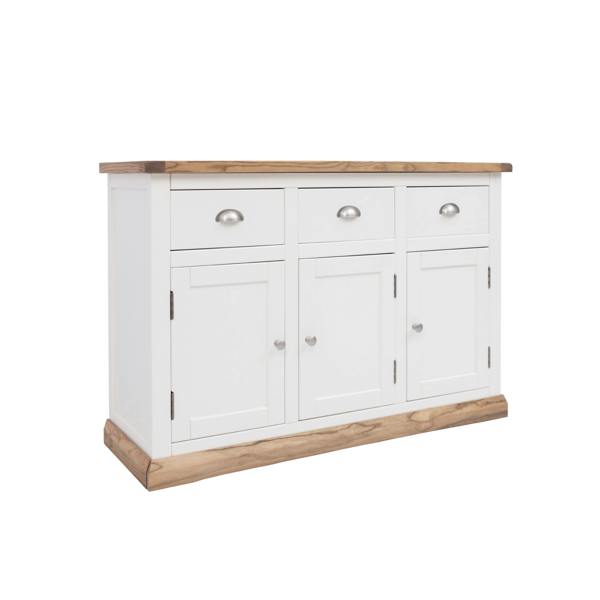 Cabinet Bits Tropea Off White 3 Drawer 3 Door Sideboard Chrome Cup Handle