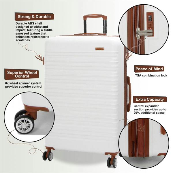 Snowball Hard Shell Cabin 55 x 36 x 20 cm ABS Suitcase Luggage Suitable for Easyjet, Ryanair