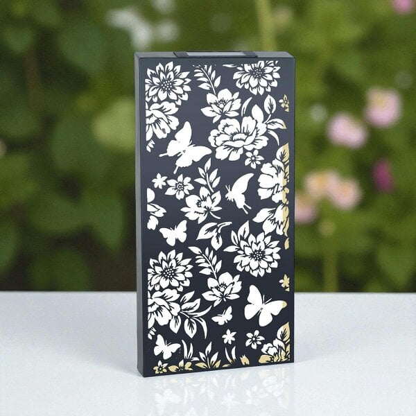 EDH Door Hardware Large Solar Wall Panel with Butterfly & Floral Design – Outdoor Metal LED Garden Wall Art – 60cm x 30cm