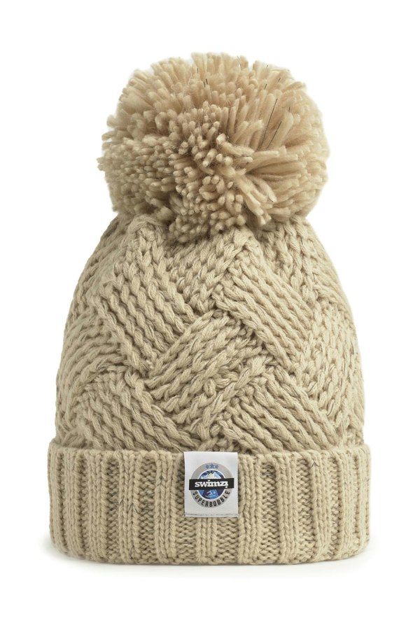 SuperBobble Patchwork Beanie Bobble Hat - Oatmeal