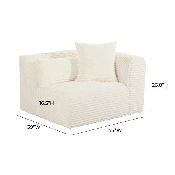 Furniture Edit Tarra Fluffy Oversized Cream Corduroy Modular RHF Corner Chair